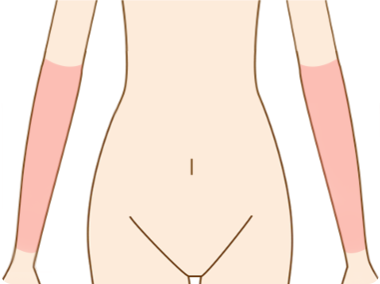 両ひじ下